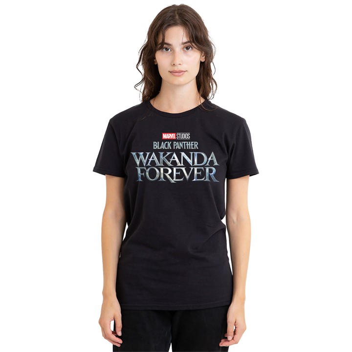 Marvel Women's Black Panther: Wakanda Forever Logo T-Shirt in Size L, Sports Direct