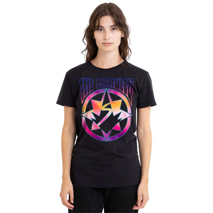 Marvel Women' Black The Marvels Gradient Logo T-Shirt in Size S, Sports Direct