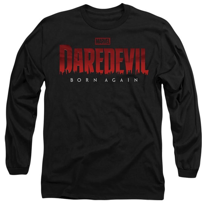 Marvel Men' Black Daredevil Born Again Logo Long Sleeve T-Shirt Bl in Size S, Sports Direct