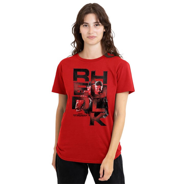 Marvel Women's Red Captain America Brave New World Hulk Grit T-Sh, Sports Direct