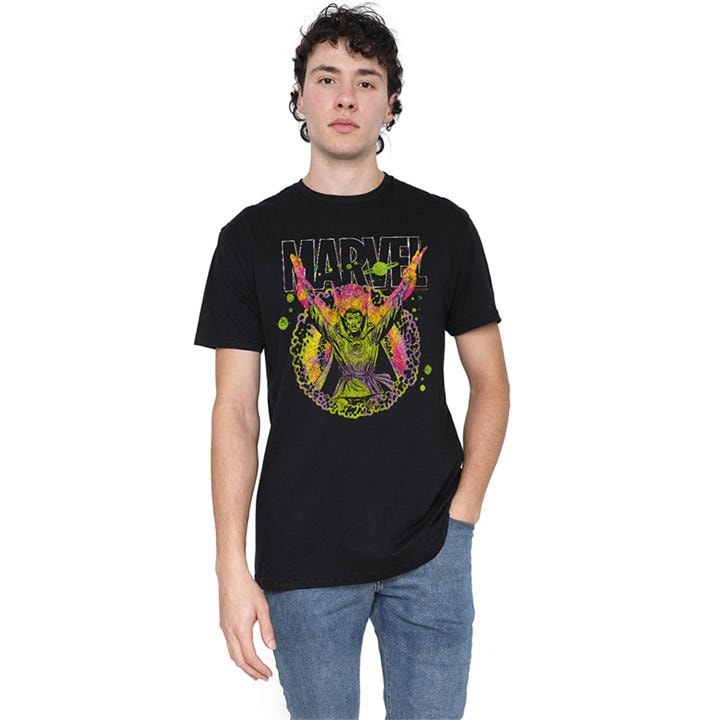 Marvel Men's Black Doctor Strange Master T-Shirt in Size L, Sports Direct