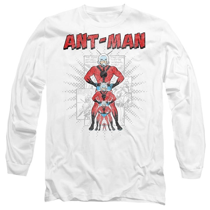 Marvel Men's White Antman Shrinking Hero Long Sleeve T-Shirt in Size L, Sports Direct