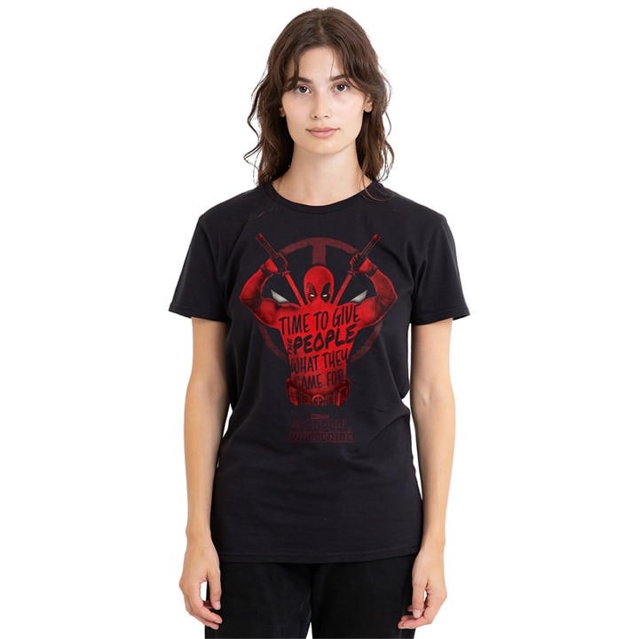 Marvel Women's Black Deadpool Wolverine Give The People Deadpool T-Shir in Size M, Sports Direct