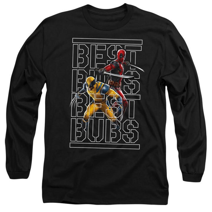 Marvel Men's Black Deadpool & Wolverine Best Bubs Stencil Long Sleeve in Size 2XL, Sports Direct