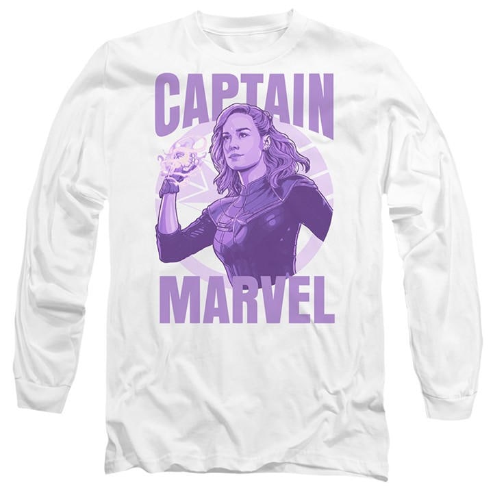 Marvel Men's White The Marvels Captain Long Sleeve T-Shirt Wh in Size M, Sports Direct