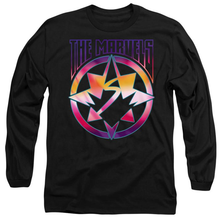 Marvel Men's Black The Marvels Gradient Logo Long Sleeve T-Shirt Bla in Size M, Sports Direct