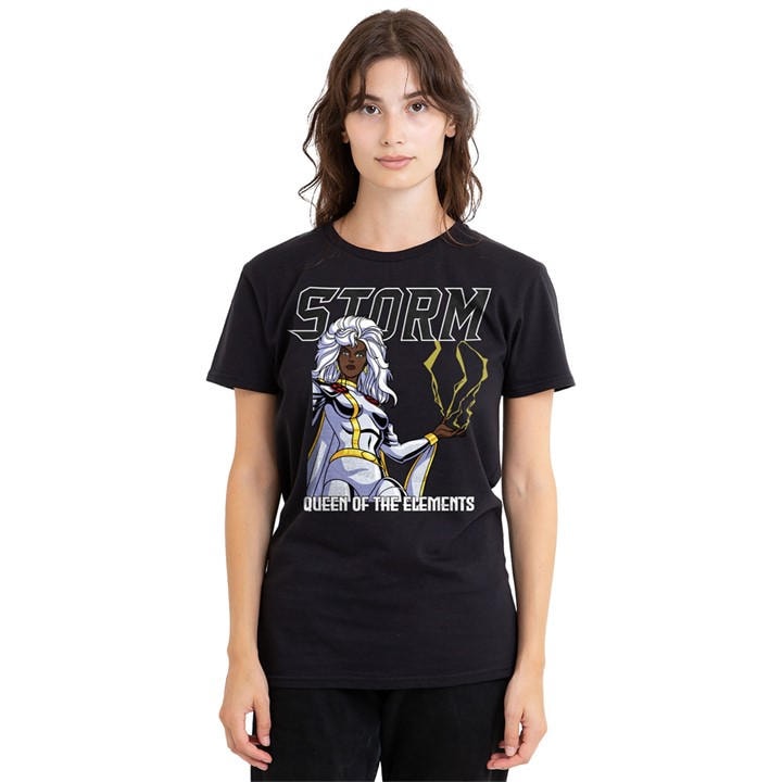Marvel Women' Black X-Men Classic Storm Queen Of The Elements T-Shirt in Size S, Sports Direct