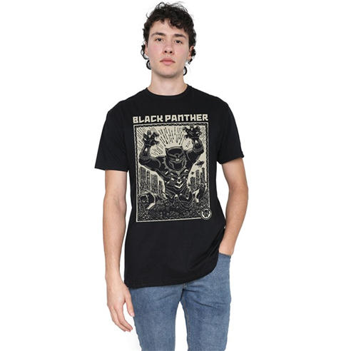 Black Panther - Black Panther Lino Cut Mens Mens T-Shirt Black