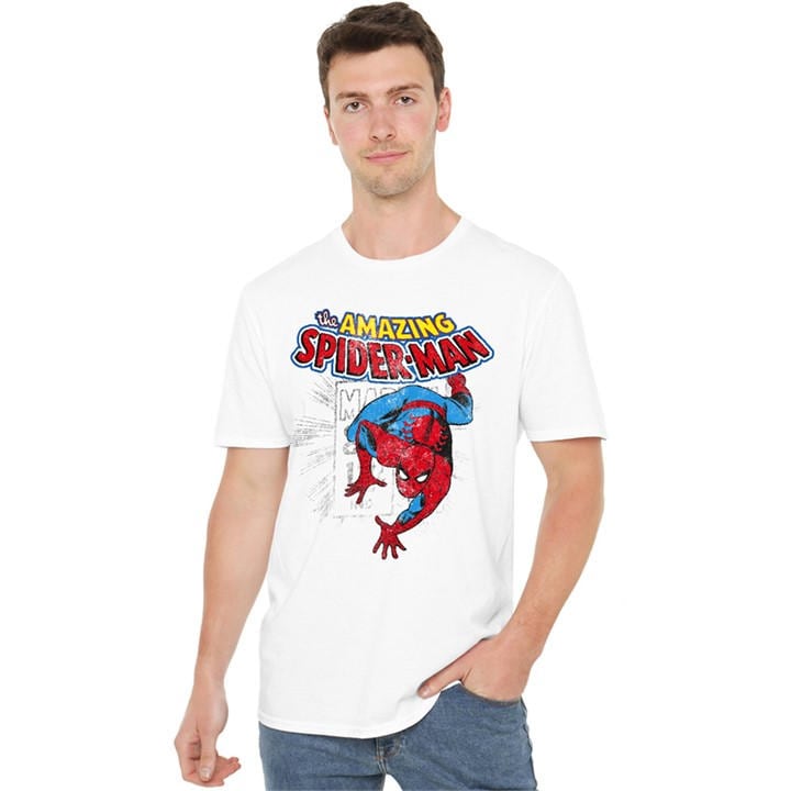 Spiderman Men's White Wall Crawler T-Shirt in Size M, Sports Direct