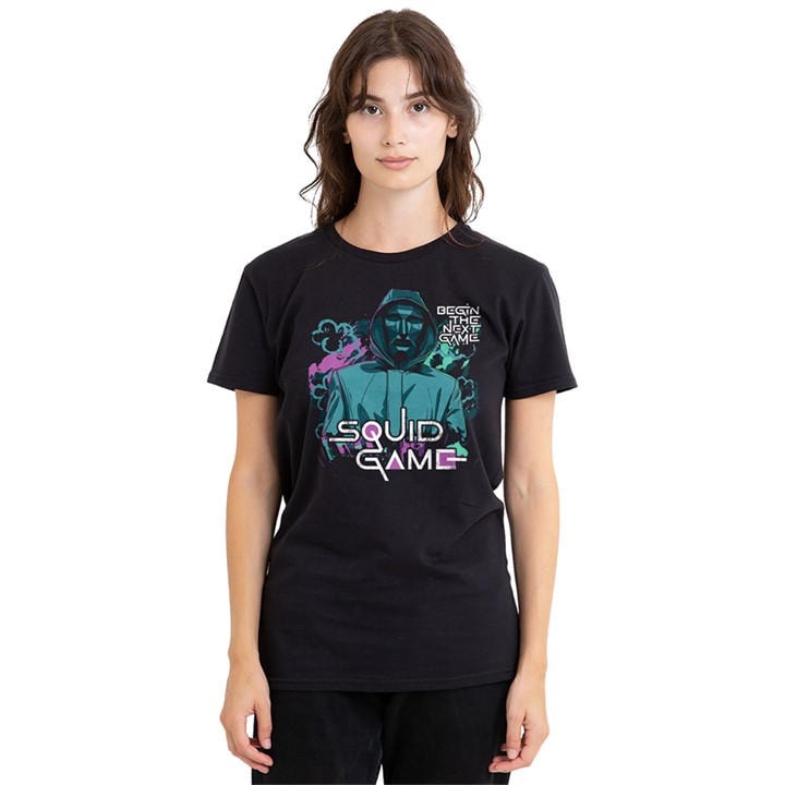 Squid Game Women's Black Front Man Begin The Next Game T, Sports Direct