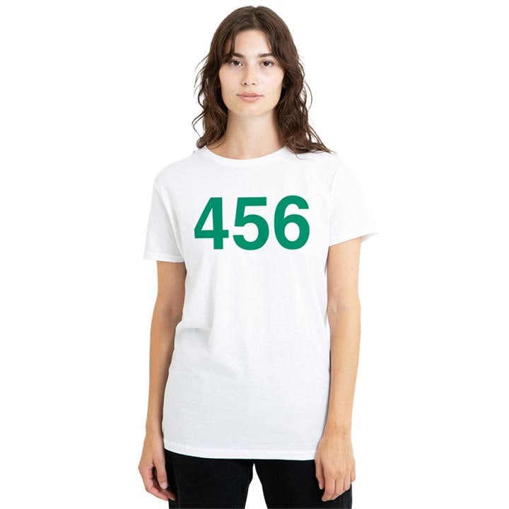 Squid Game Women's White Player 456 T Shirt, Sports Direct