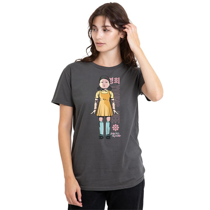 Squid Game Women' Grey Season One Young-Hee Games T-Shirt Cha in Size S, Sports Direct