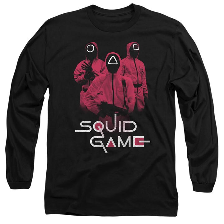 Squid Game Men's Black Guards At The Ready Long Sleeve T-Shirt in Size 2XL, Sports Direct