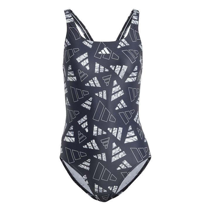 Adidas Women's Black 3 Bar Logo Graphic Swimsuit in Size XS, Sports Direct
