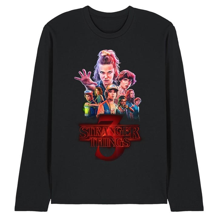 Stranger Things Men's Black Season Three Poster Long Sleeve T in Size XL, Sports Direct
