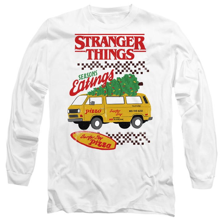Stranger Things Men's White Seasons Eatings Pizza Van Christma in Size 2XL, Sports Direct