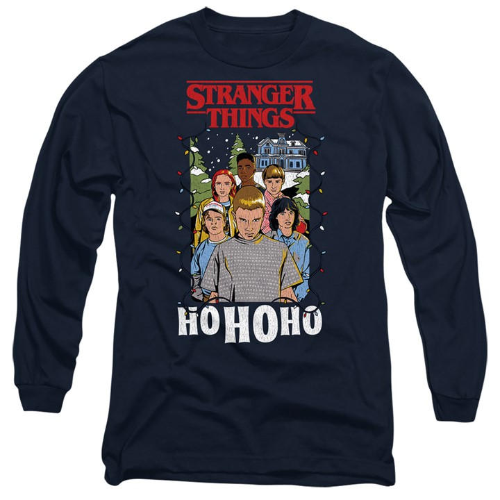 Stranger Things Men's Blue Group Ho Ho Ho Christmas Long Slee in Size L, Sports Direct