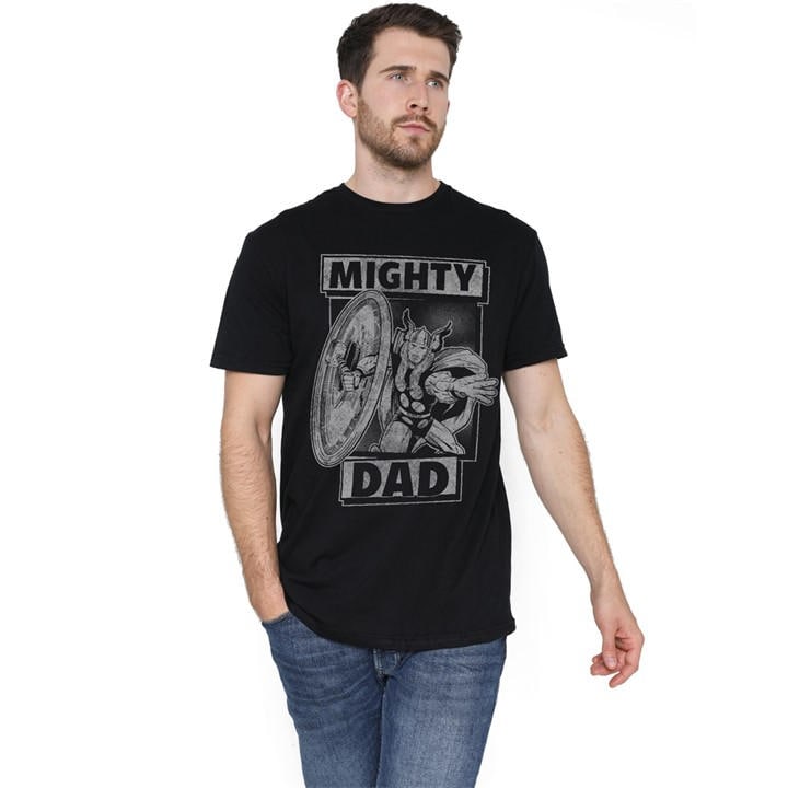 Thor Men's Black Fathers Day Mighty Dad T-Shirt in Size M, Sports Direct