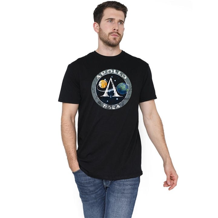 Nasa Men' Black Apollo Cotton T-Shirt in Size S, Sports Direct