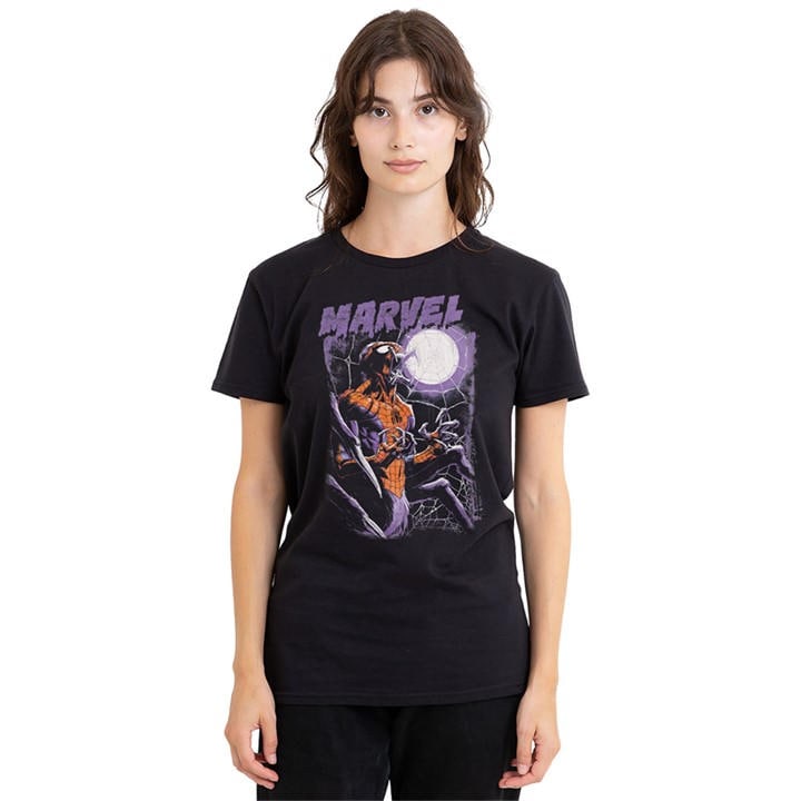 Marvel Women's Black Halloween Manspider Roars T-Shirt in Size L, Sports Direct