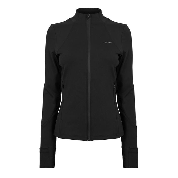 Usa Pro Women's Black Core Fitness Long Sleeve Slim Fit Performance Training Jacket in Size 8, Sports Direct