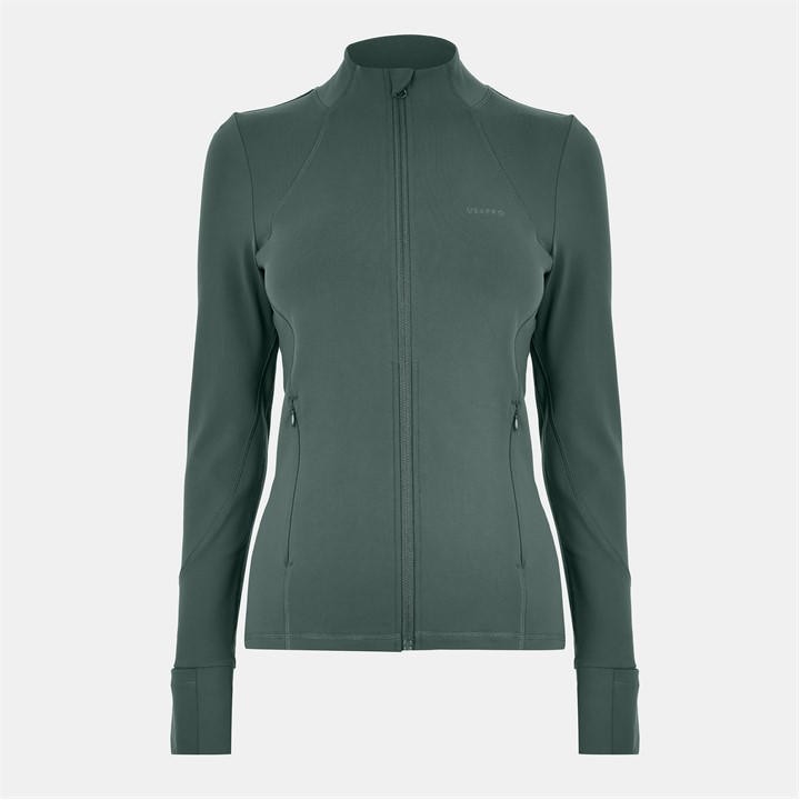 Usa Pro Women's Green Core Fitness Long Sleeve Slim Fit Performance Training Jacket in Size 8, Sports Direct