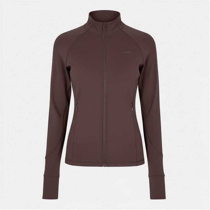 Usa Pro Women's Brown Core Fitness Long Sleeve Slim Fit Performance Training Jacket in Size 10, Sports Direct