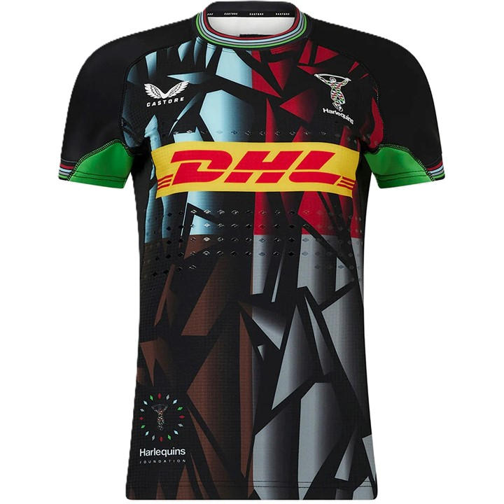 Castore Women's Black Harlequins Rugby Shirt 2024 2025 in Size 12, Sports Direct