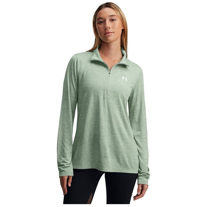 Under Armour Women's Green Tech Half Zip Top in Size 8, Sports Direct