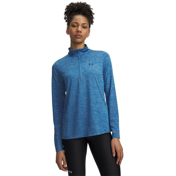Under Armour Women's Blue Tech Half Zip Top in Size 10, Sports Direct