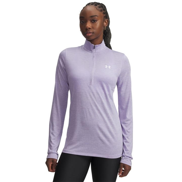 Under Armour Women's Purple Tech Half Zip Top in Size 8, Sports Direct
