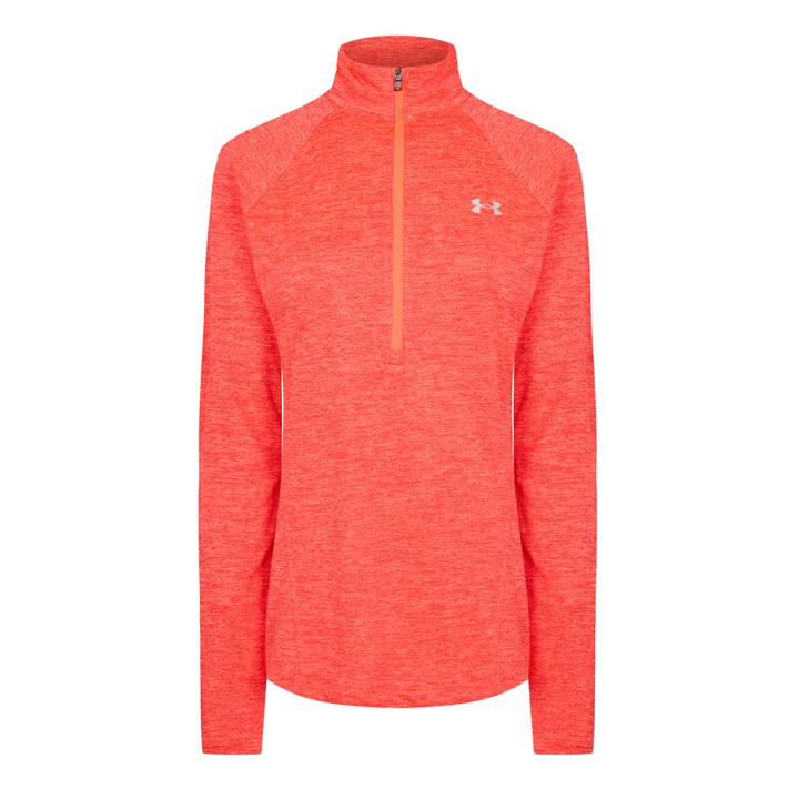Under Armour Women's Red Tech Half Zip Top in Size 12, Sports Direct