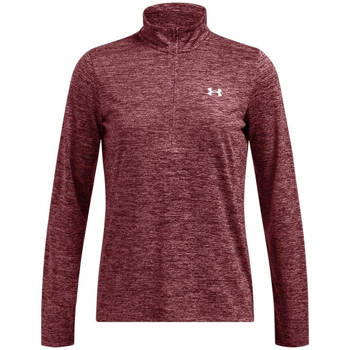 Under Armour Women's Red Tech Half Zip Top in Size 10, Sports Direct