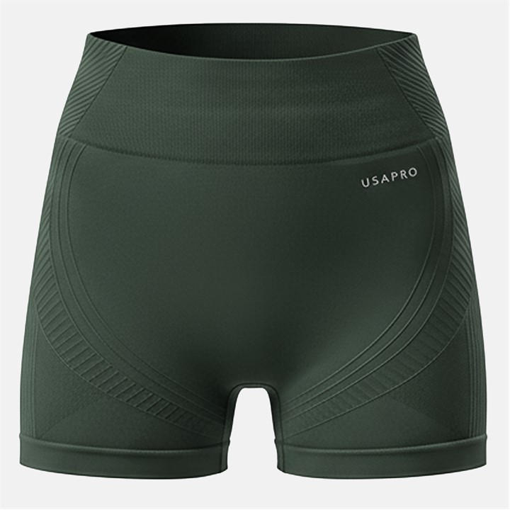 Usa Pro Women's Green Usap Seamless 3 Inch Shorts in Size 8, Sports Direct