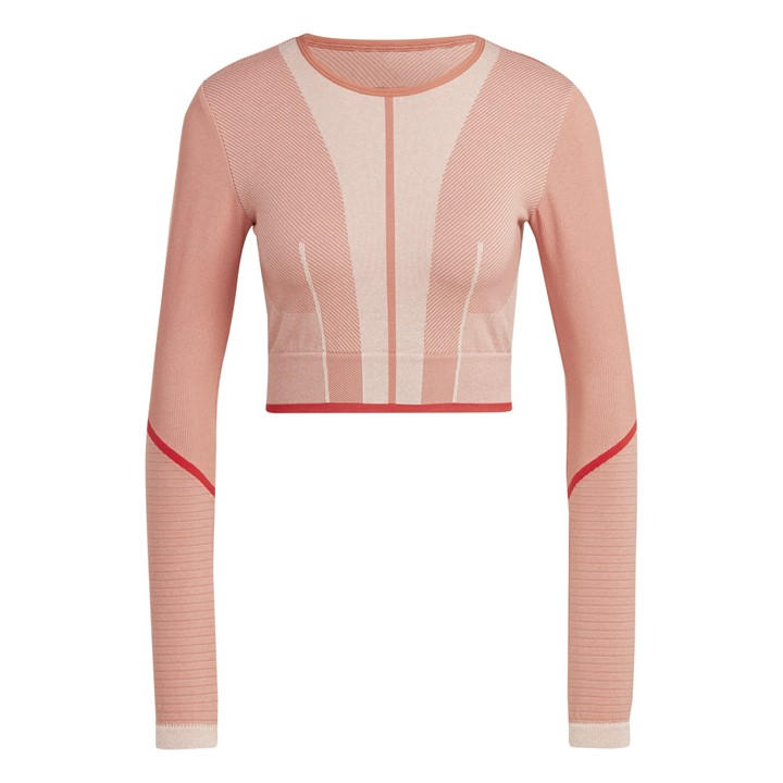 Adidas Women's Brown Cropped Long-Sleeve Performance Gym Top in Size XS, Sports Direct