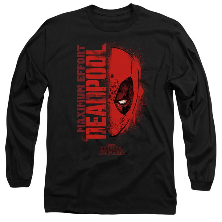 Marvel Men's Black Deadpool Graffiti Portrait Long Sleeve T-Shirt Bl in Size L, Sports Direct