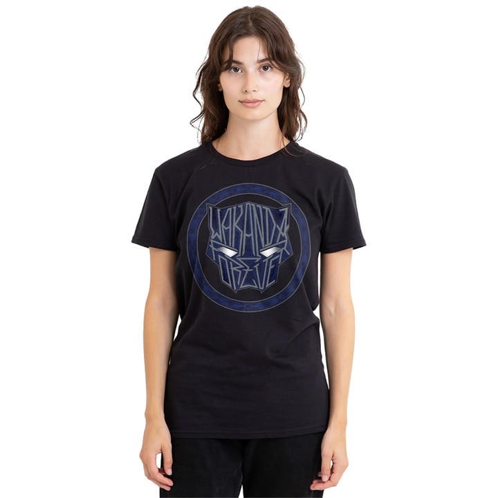 Marvel Women's Black Panther: Wakanda Forever Text In Panther Ico in Size M, Sports Direct