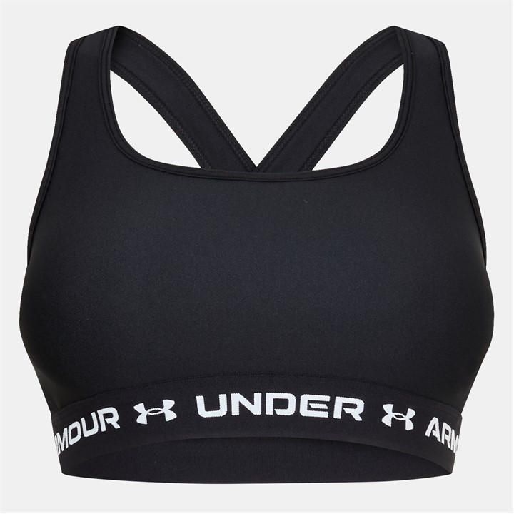 Under Armour Women's Black Crossback Medium Impact Sports Bra in Size 8, Sports Direct