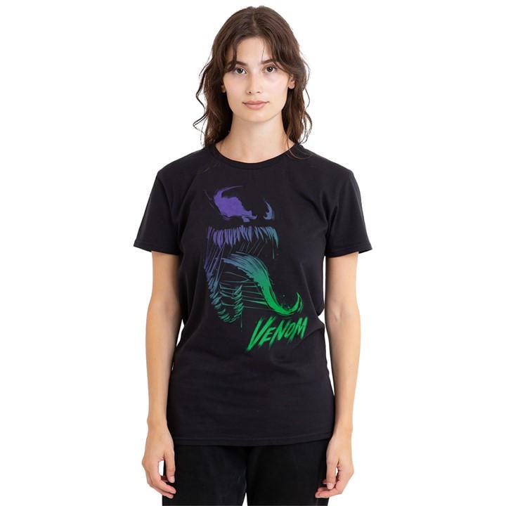 Marvel Women' Black Spiderman 2 Gamerverse Venom Gradient T-Shirt Bla in Size S, Sports Direct