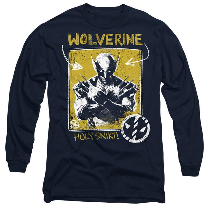 Marvel Men's Blue Deadpool Wolverine Holy Snikt Wolverine Long Sleev in Size XL, Sports Direct