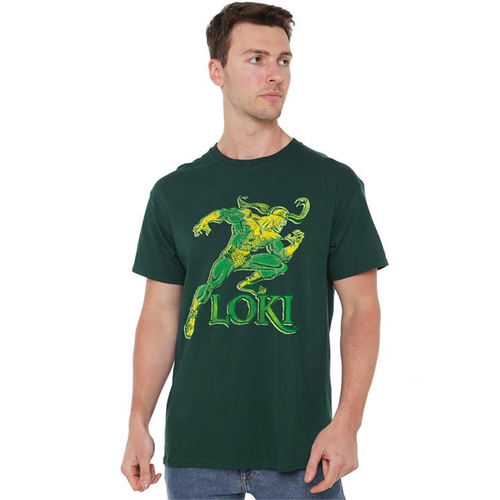 Marvel Men's Green Mischievous Loki T-Shirt in Size L, Sports Direct