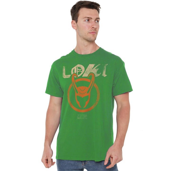 Marvel Men's Green Loki Emblem Cotton T-Shirt in Size XL, Sports Direct