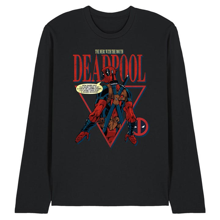 Marvel Men' Black Deadpool Cover Candy Long Sleeve T-Shirt in Size S, Sports Direct