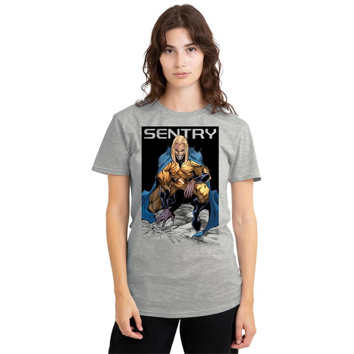 Marvel Women's Grey Comics Sentry Void Grin T-Shirt Athletic Heather in Size L, Sports Direct