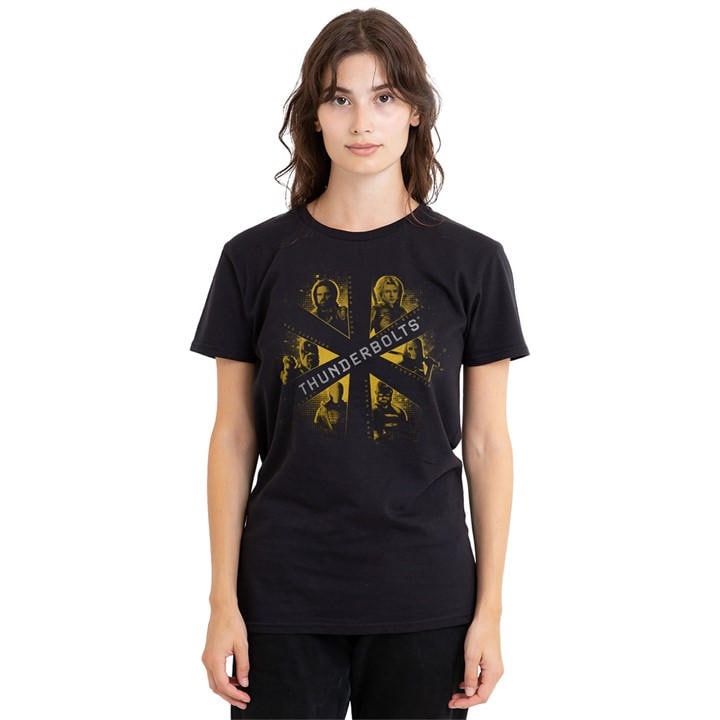 Marvel Women's Black Thunderbolts Asterisk Disposable Delinquents T-Shi in Size L, Sports Direct