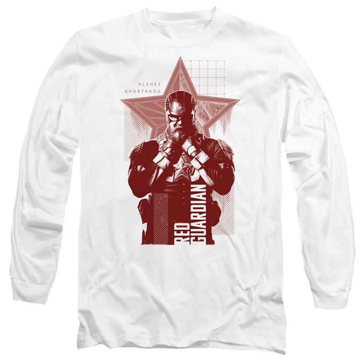 Marvel Men' White Thunderbolts Heroic Red Guardian Long Sleeve T-Shi in Size S, Sports Direct