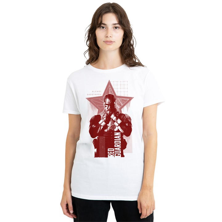 Marvel Women's White Thunderbolts Heroic Red Guardian T-Shirt, Sports Direct