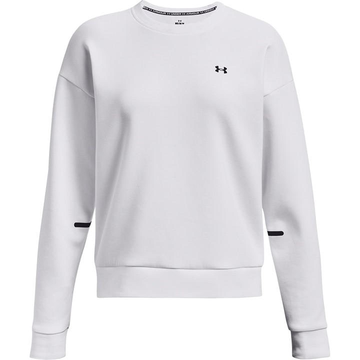 Under Armour Women's White Unstoppable Fleece Crew Sweatshirt in Size 10, Sports Direct