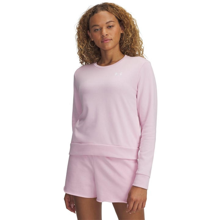 Under Armour Women's Pink Rival Terry Crew Sweatshirt in Size 10, Sports Direct