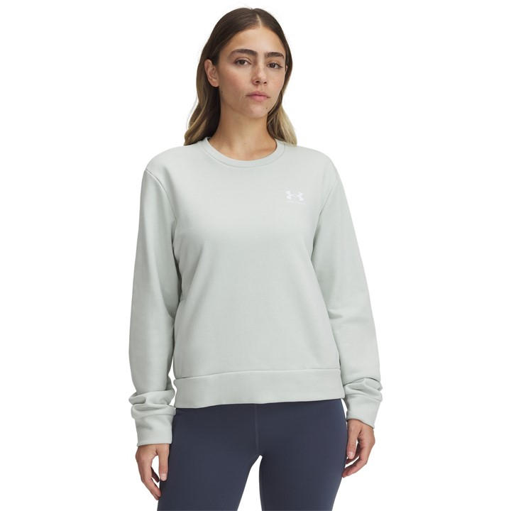Under Armour Women's Green Rival Terry Crew Sweatshirt in Size 10, Sports Direct